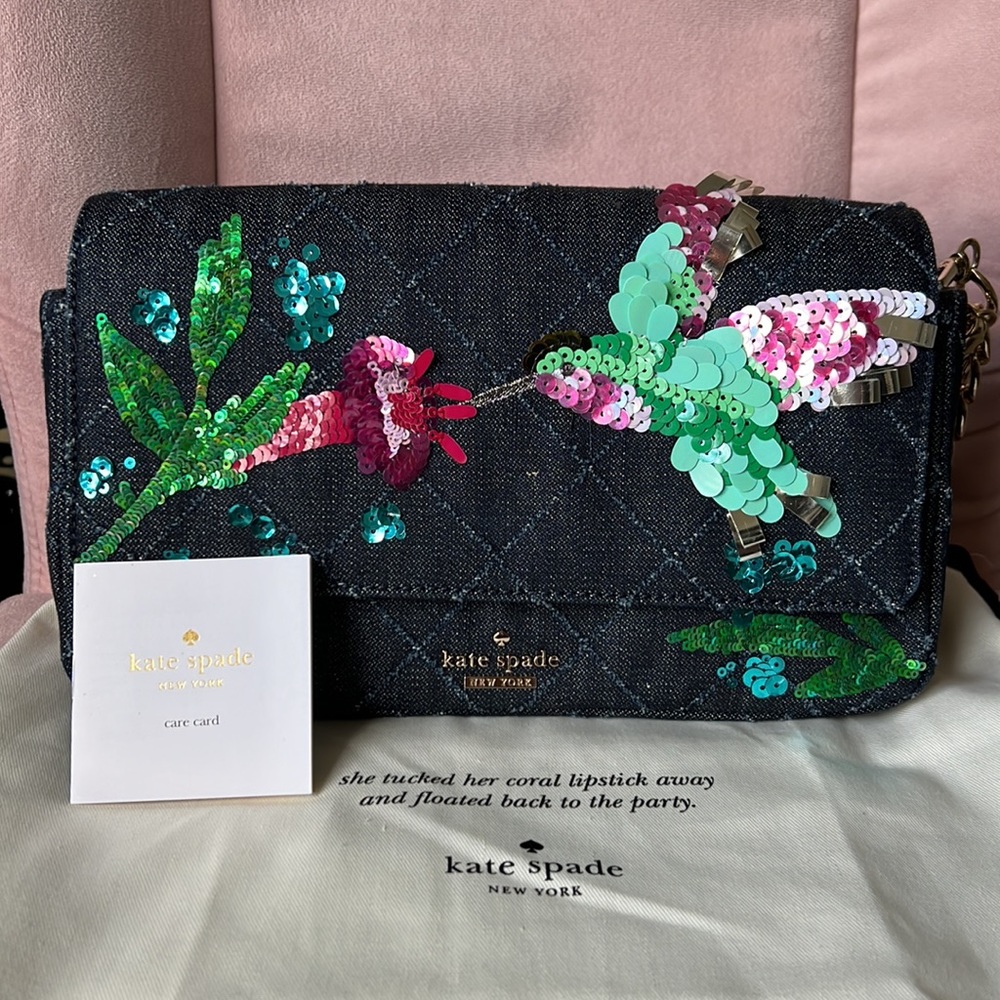 <Kate Spade> sequin denim shoulder bag